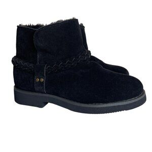 Macy's Style & Co Kaii Black Suede Leather Faux Fur Booties Women's Size 6